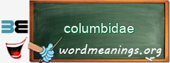 WordMeaning blackboard for columbidae